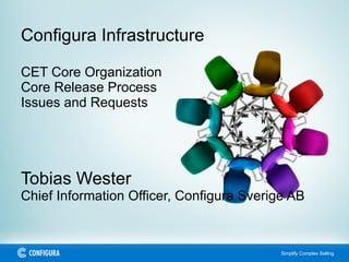 Configura Infrastructure CET Core Organization Core Release Process Issues and Requests Tobias Wester Chief Information Officer, Configura Sverige AB 