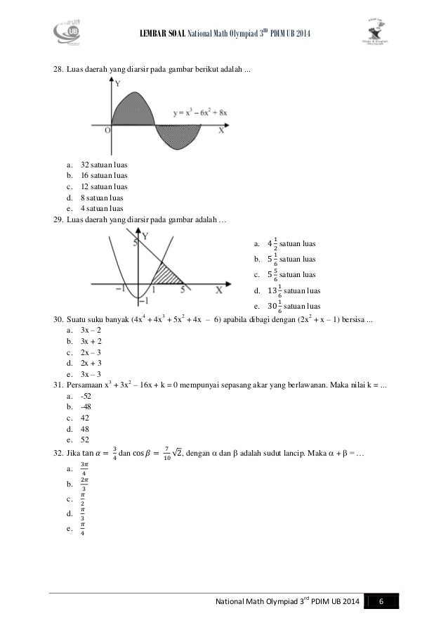 soal Olimpiade Matematika SMA Tingkat Nasional PDIM UB 2014