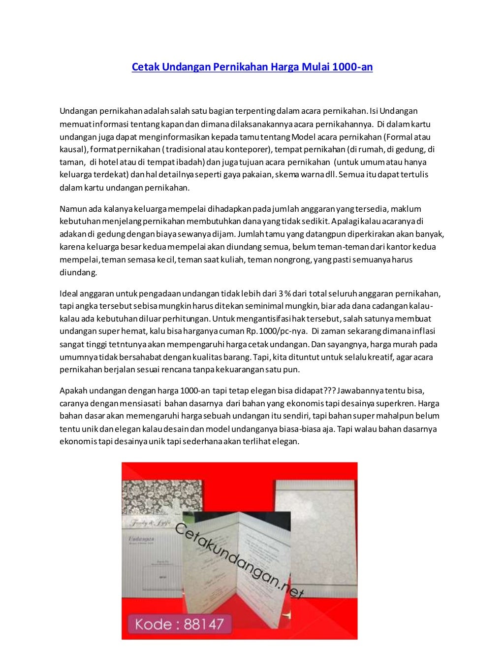 Cetak Undangan Pernikahan Harga 1000an, Siapa Takut?