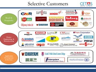 Retail &
Hospitality
Project
Engineering &
Manufacturing
Selective Customers
Application
Development
& Services
 