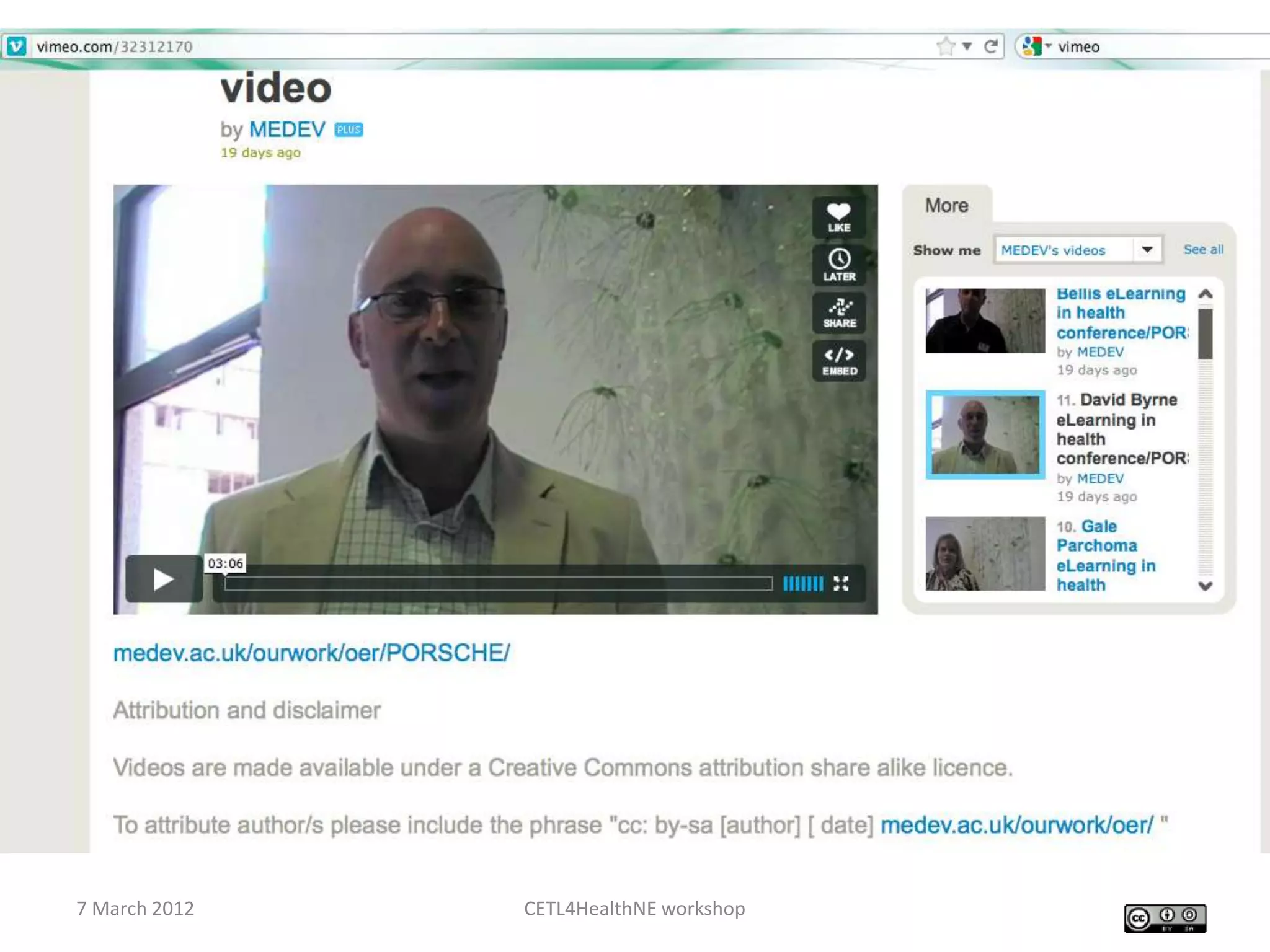 7 March 2012   CETL4HealthNE workshop
 