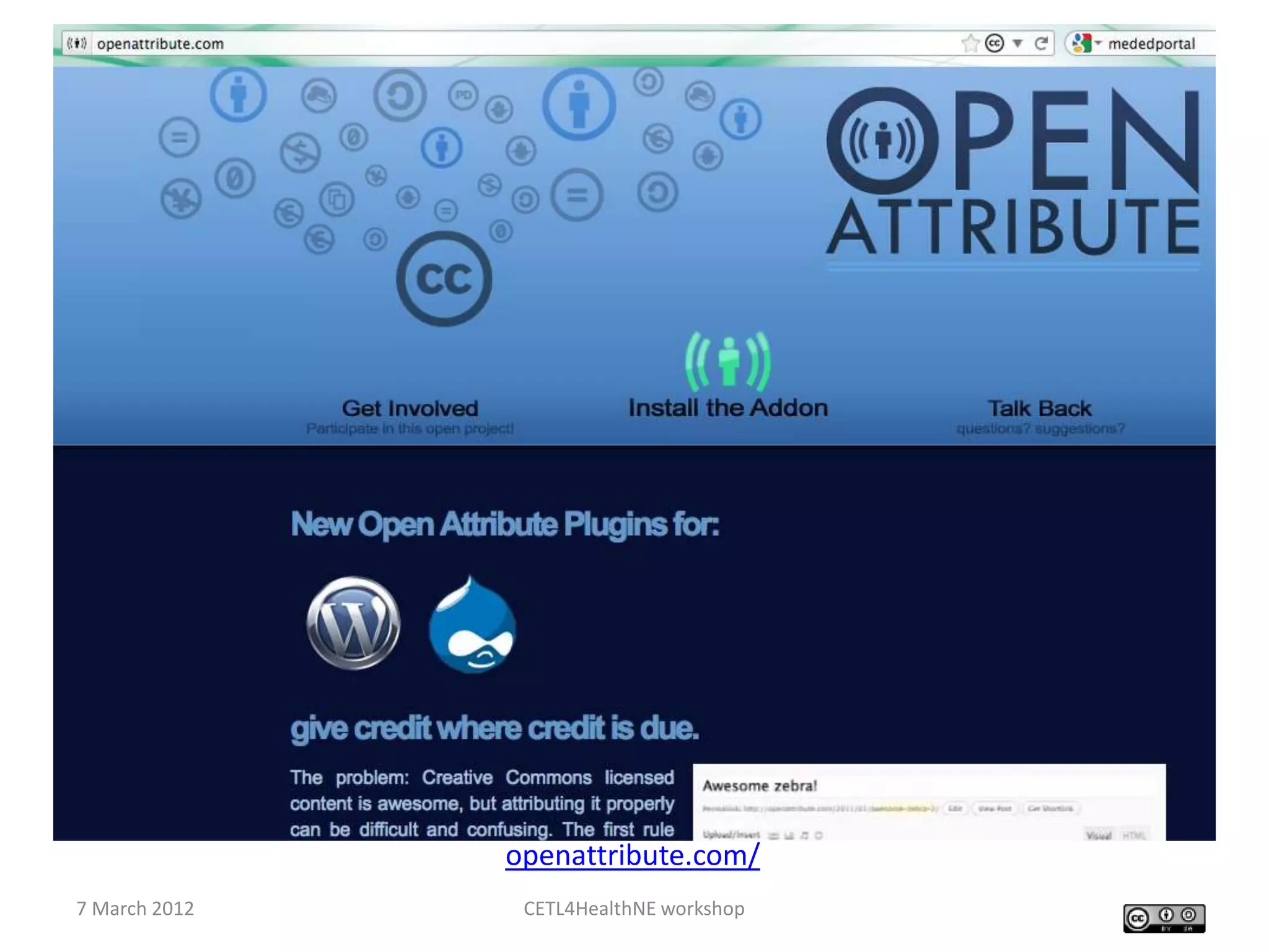 openattribute.com/
7 March 2012    CETL4HealthNE workshop
 