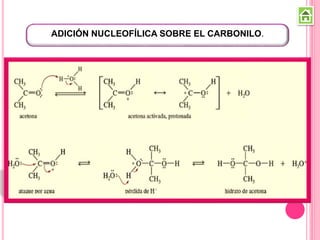 ADICIÓN NUCLEOFÍLICA SOBRE EL CARBONILO.
 