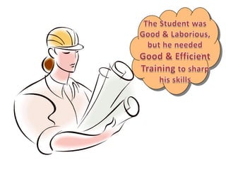 The Student was Good & Laborious, but he needed Good & Efficient Training to sharp his skills
