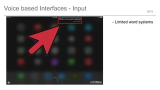 2015
Voice based Interfaces - Input
- Limited word systems
 