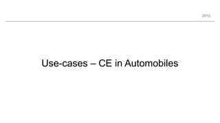 2015
Use-cases – CE in Automobiles
 