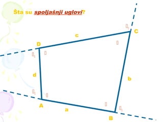 A
D
a
b
c
d
B
C




Šta su spoljašnji uglovi?




 