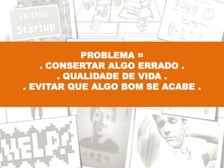 PROBLEMA =
. CONSERTAR ALGO ERRADO .
. QUALIDADE DE VIDA .
. EVITAR QUE ALGO BOM SE ACABE .
 