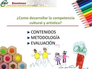 ¿Como desarrollar la competencia cultural y artística? CONTENIDOS METODOLOGÍA  EVALUACIÓN