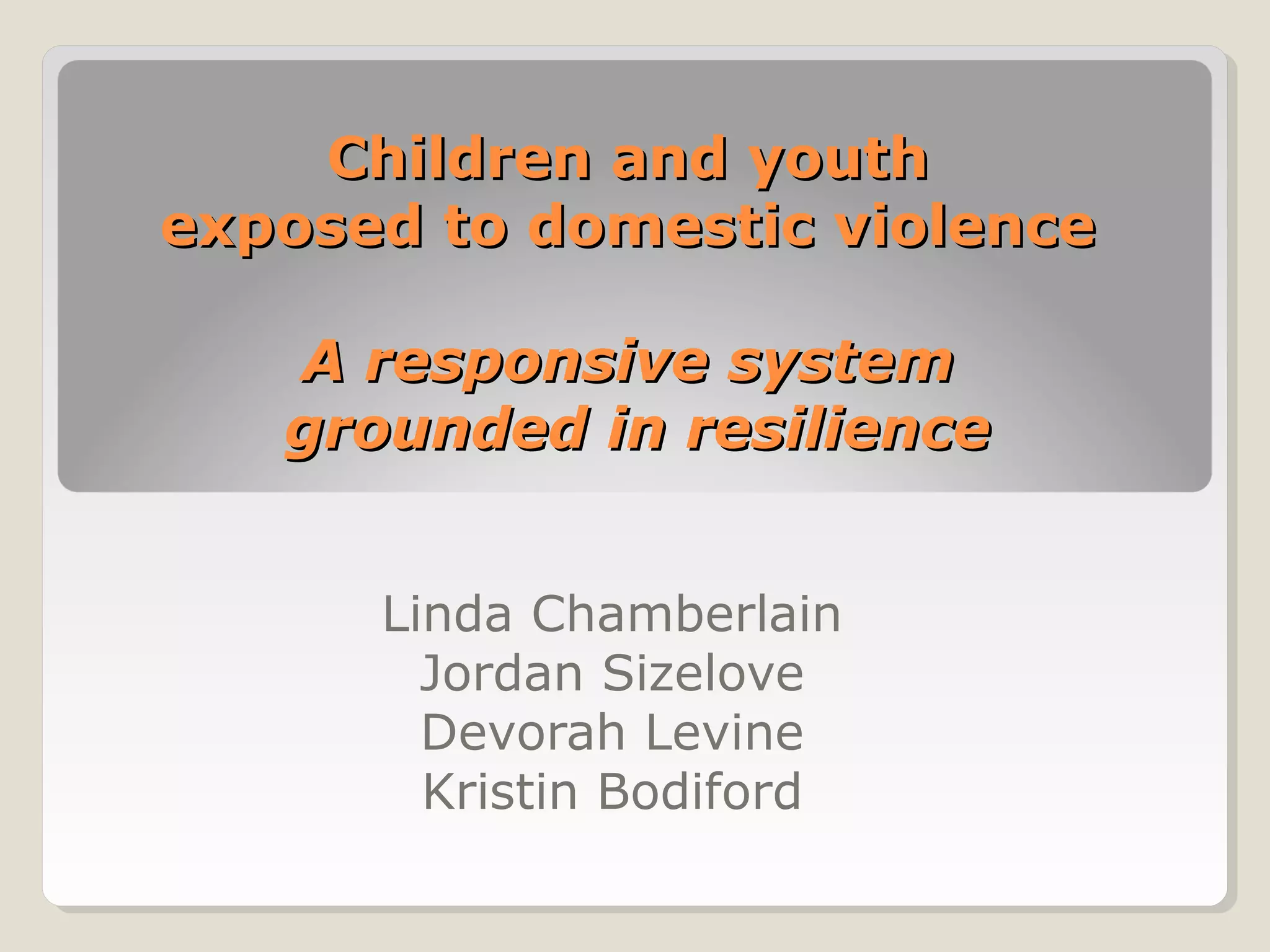 Childhood Exposure to Domestic Violence and Health | PPT