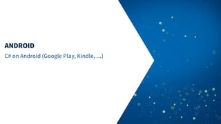 ANDROID
C# on Android (Google Play, Kindle, ...)
 