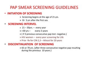 Cevical intraepithelial neoplasia & screening ppt | PDF