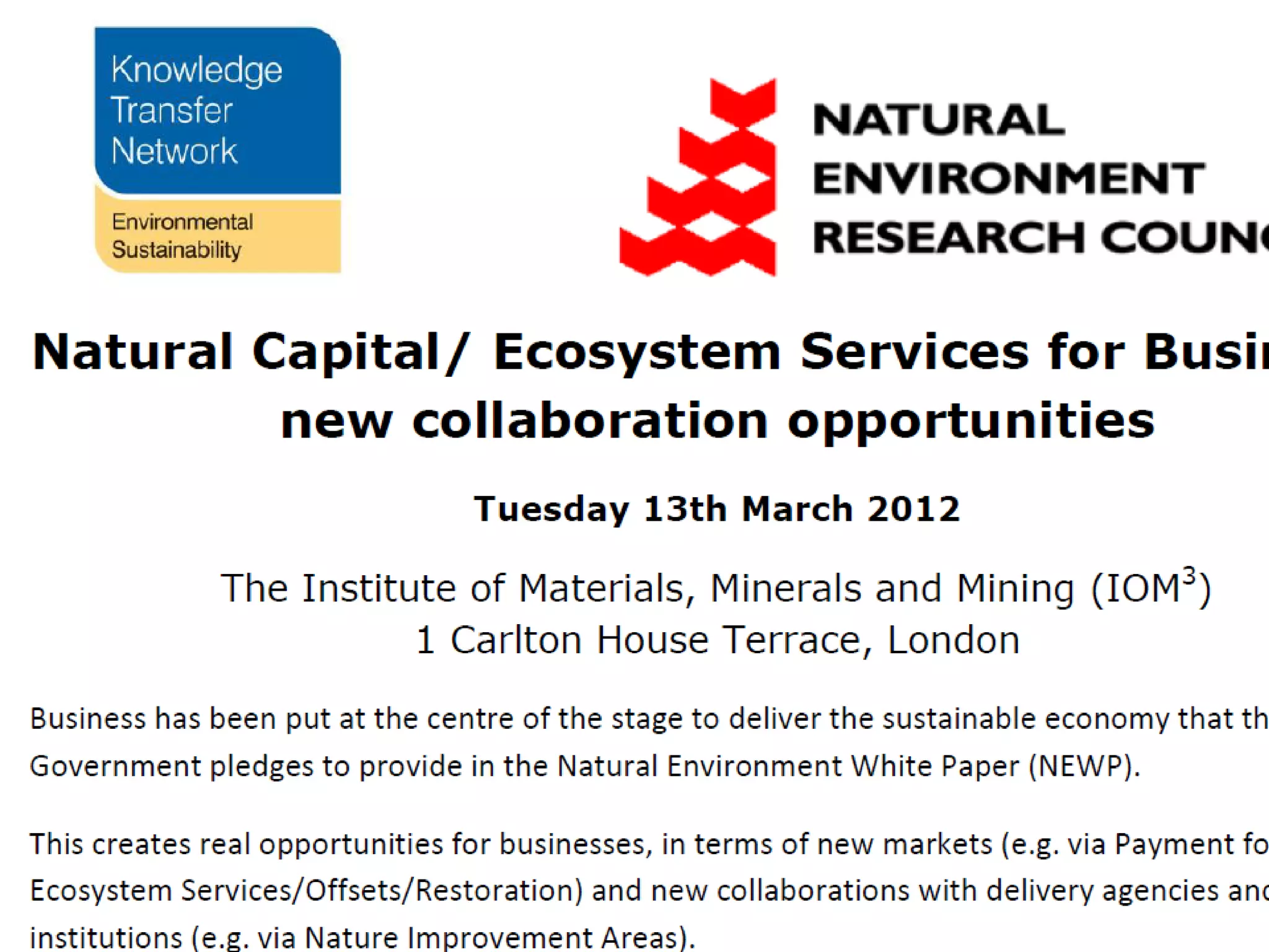 Natural Capital & Ecosystem Services
 