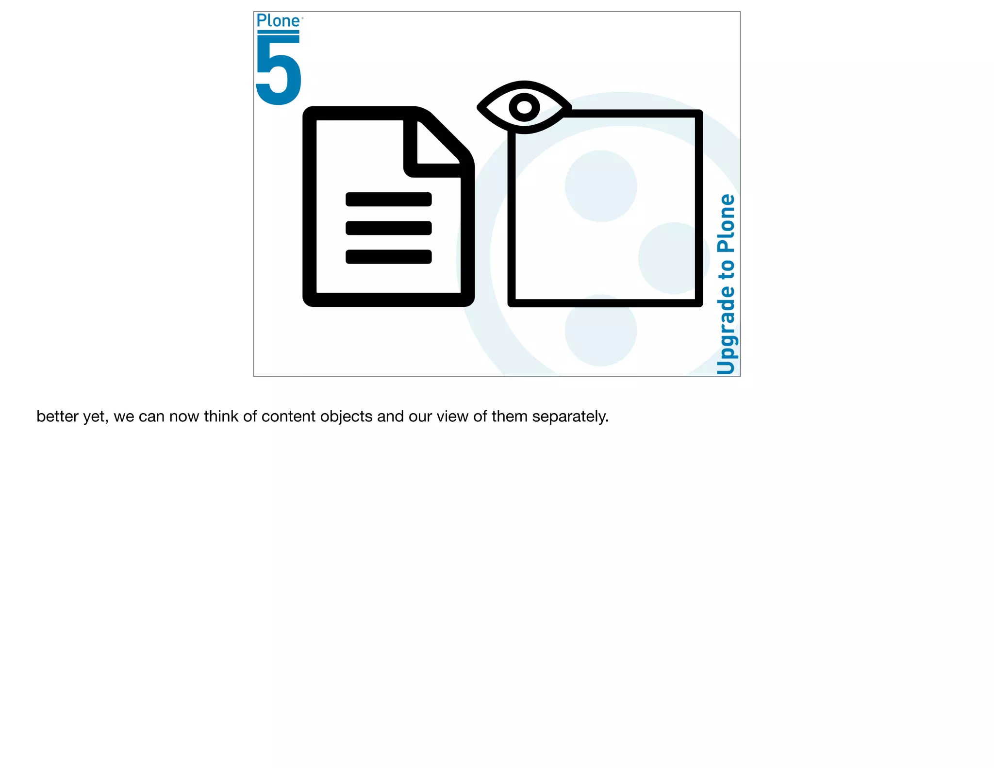 better yet, we can now think of content objects and our view of them separately.
 