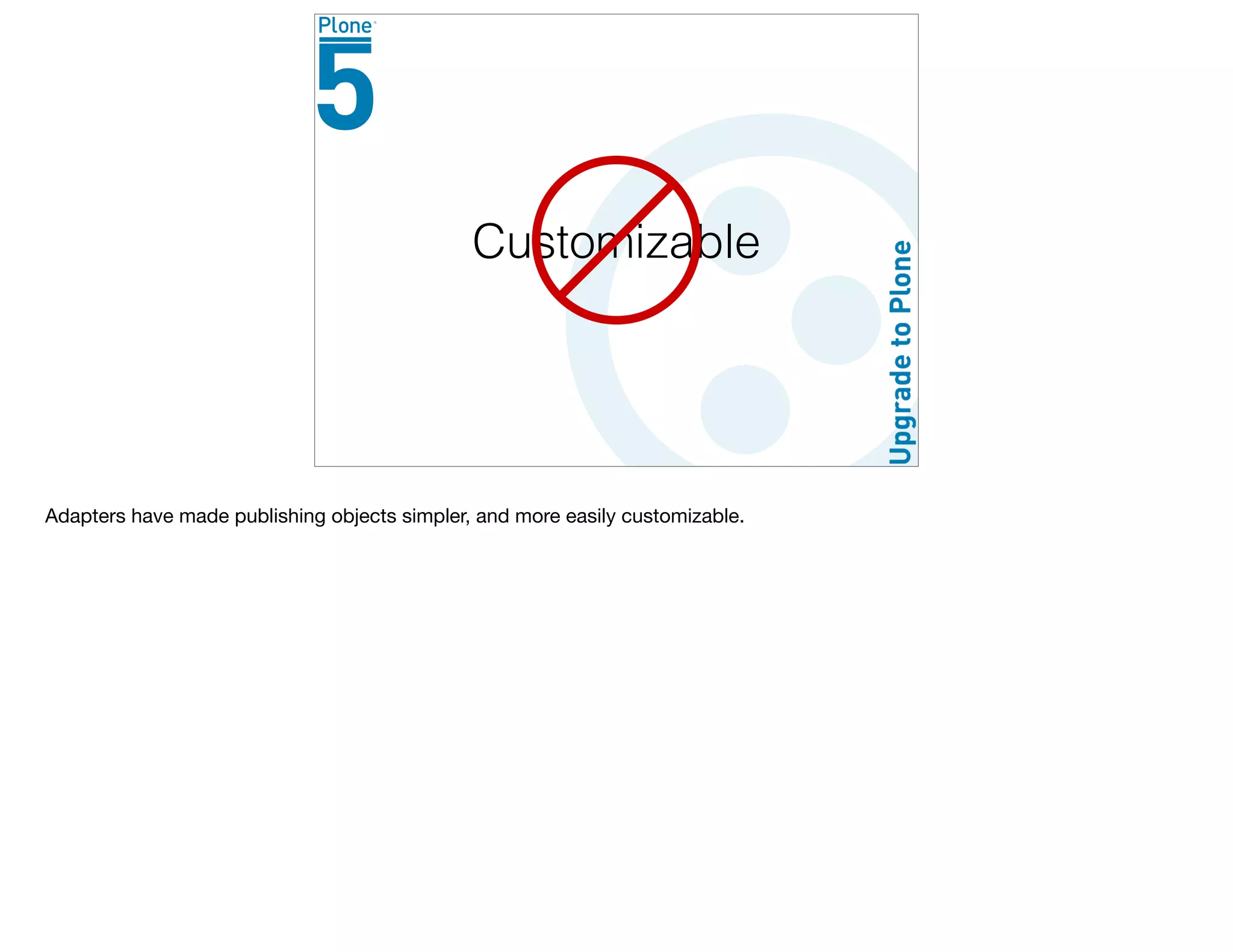 Customizable
Adapters have made publishing objects simpler, and more easily customizable.

 