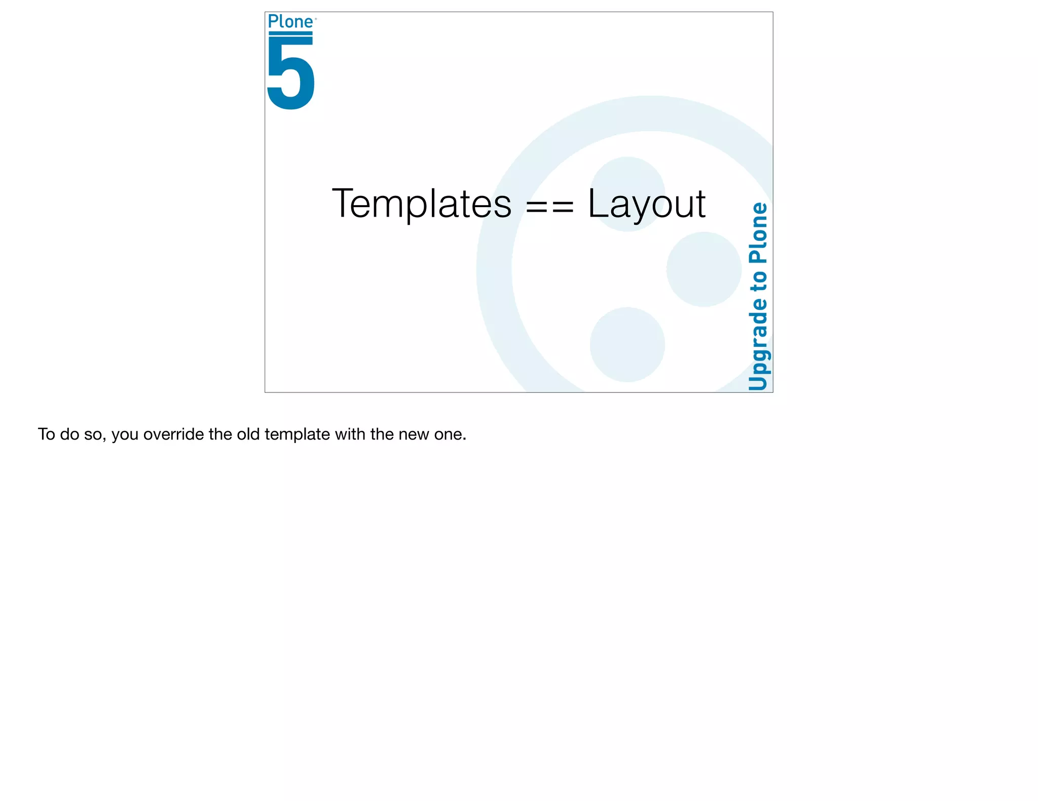 Templates == Layout
To do so, you override the old template with the new one.
 