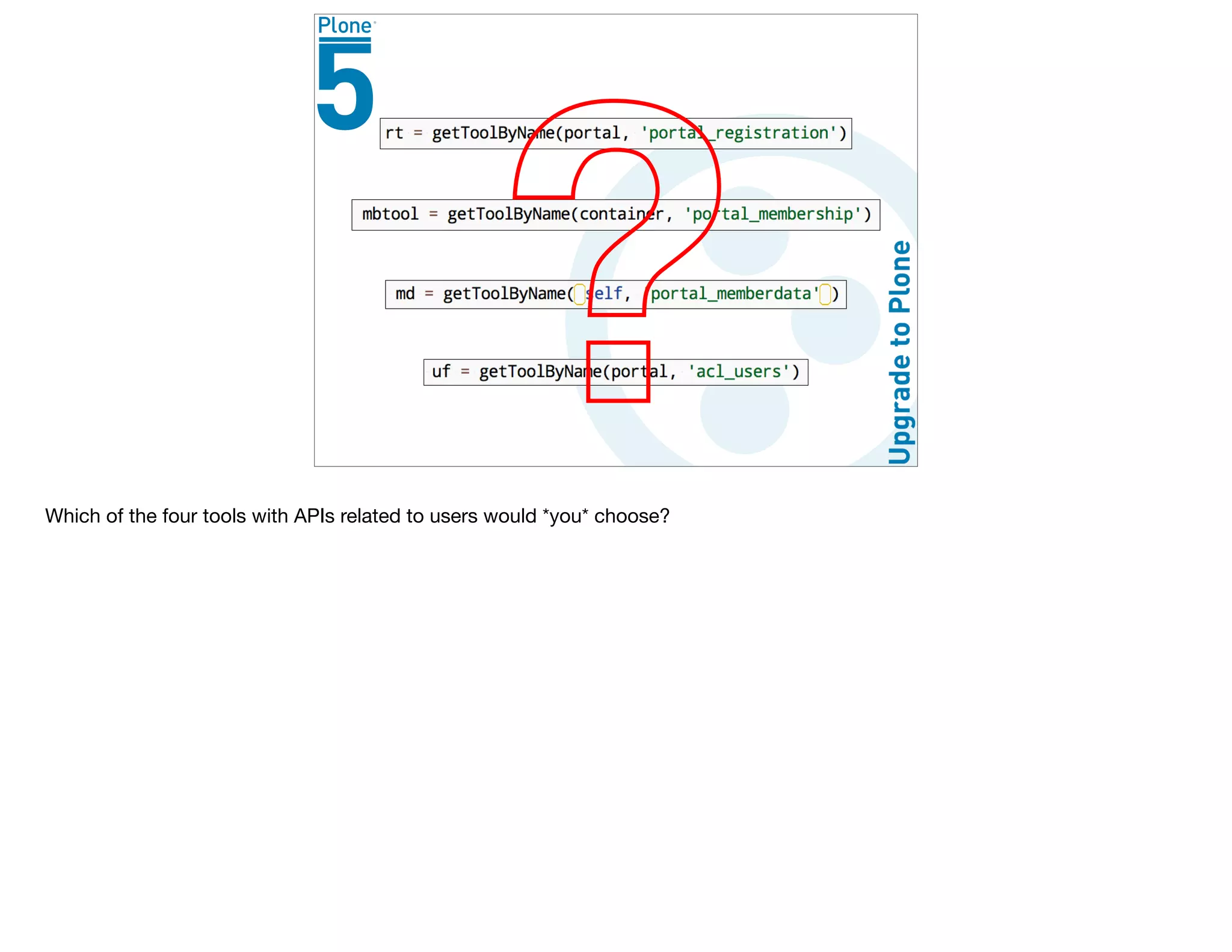 ?Which of the four tools with APIs related to users would *you* choose?
 