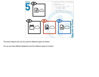 The same default view can be used for diﬀerent types of content.

Or, we can have diﬀerent adapters found for diﬀerent types of content.
 