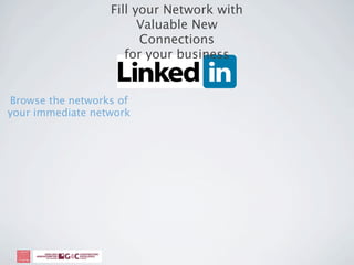 Fill your Network with
                        Valuable New
                        Connections
                     for your business


Browse the networks of
your immediate network
 