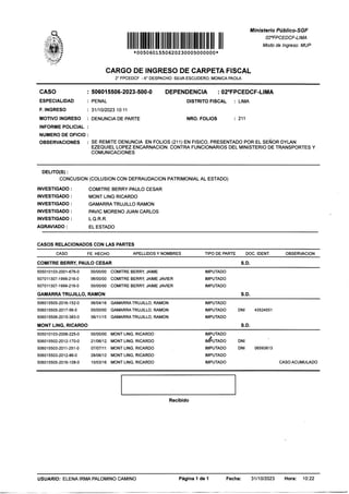 Cf. n.° 506015506-2023-500-0; 31 OCT 2023; denuncia penal fideicomiso. Caso Collique. 212 p