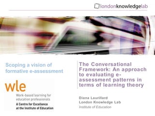 The Conversational Framework: An approach to evaluating e-assessment patterns in terms of learning theory  Diana Laurillard London Knowledge Lab Institute of Education Scoping a vision of formative e-assessment 