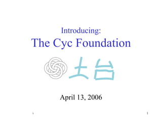 April 13, 2006 1
Introducing:
The Cyc Foundation
April 13, 2006
 