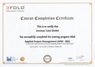 PMP Training Certificate r