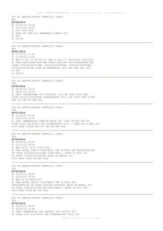 AISWEB - BOLETIM PERSONALIZADO - 28/02/2014 às 19:37:10 UTC - Total de Páginas: 36

RIO DE JANEIRO/SANTOS DUMONT,RJ (SBRJ)
NAV
D0706/2014
B) 10/03/14 16:00
C) 11/03/14 18:00
D) DLY 1600/1800
E) AREA RTO SBR-333 (MARAMBAIA LONGA) ACT
F) SFC
G) FL330)
RIO DE JANEIRO/SANTOS DUMONT,RJ (SBRJ)
NAV
D0431/2014
B) 17/03/14 11:00
C) 11/04/14 21:00
D) MAR 17 TIL 20 28 TIL 31 APR 08 TIL 11 1100/1500 1700/2100
E) FRNG SUBJ AUTH/COOR TWR SANTA CRUZ/APP RIO ACONTECERA BTN
COORD 230424S/0435734W, 230452S/0435643W, 230529S/0435856W,
230616S/0435810W (ILHA DA MARAMBAIA, RJ), EXC SBR 309, RTO
F) SFC
G) FL070)
RIO DE JANEIRO/SANTOS DUMONT,RJ (SBRJ)
OTR
D0750/2014
B) 28/02/14 19:33
C) 08/03/14 09:00
E) OBST (PLATAFORMA SSV VICTORIA) 128.16M (420.50FT) NAS
COORD 225427S/0430829W (FUNDEADOURO 2F11, RJ) DIST APRX 2262M
AZM 109 DEG FM THR 20L)
RIO DE JANEIRO/SANTOS DUMONT,RJ (SBRJ)
OTR
D0737/2014
B) 15/03/14 09:00
C) 25/03/14 21:00
E) OBST (EMBARCACAO DERRICK BARGE 50) 130M (427FT) HGT NA
COORD 2258.55S/04304.35W (FUNDEADOURO 2F14 - ILHAS PAI E MAE, RJ)
DIST APRX 11320M AZM 147 DEG FM THR 02R)
RIO DE JANEIRO/SANTOS DUMONT,RJ
OTR
D0736/2014
B) 06/03/14 23:01
C) 21/03/14 02:00
D) MAR 06/07 20/21 2301/0200
E) OBST MOVEL (NAVIO CLUB MED2)
FM COORD 225343S/0431052W (PIER
TO COORD 225624S/0430832W (BOCA
DIST APRX 3326M FM THR 02R)

(SBRJ)

68M (223FT) HGT DESLOCANDO-SE
MAUA - PORTO DO RIO, RJ)
DA BARRA, RJ)

RIO DE JANEIRO/SANTOS DUMONT,RJ (SBRJ)
OTR
D0735/2014
B) 06/03/14 09:00
C) 20/03/14 23:00
D) MAR 06 20 0900/2300
E) OBST MOVEL (NAVIO CLUB MED2) 68M (223FT) HGT
DESLOCANDO-SE FM COORD 225624S/0430832W (BOCA DA BARRA, RJ)
TO COORD 225343S/0431052W (PIER MAUA - PORTO DO RIO, RJ)
DIST APRX 2047M FM THR 20R)
RIO DE JANEIRO/SANTOS DUMONT,RJ (SBRJ)
OTR
D0732/2014
B) 09/03/14 09:00
C) 24/03/14 21:00
E) OBST (EMBARCACAO OSS GRETHA) 93M (306FT) HGT
NA COORD 2300.41S/04304.18W (FUNDEADOURO 2F14, RJ)
página 27 de 36 :: IP 187.37.18.84

 