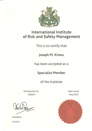 IIRSM Membership Certificate