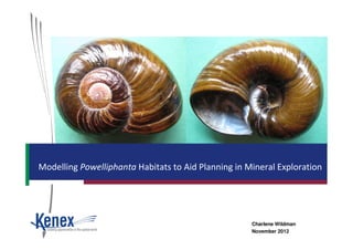 Modelling Powelliphanta Habitats to Aid Planning in Mineral Exploration
Charlene Wildman
November 2012
 
