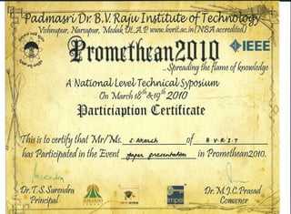 Promehtean participation Certificate