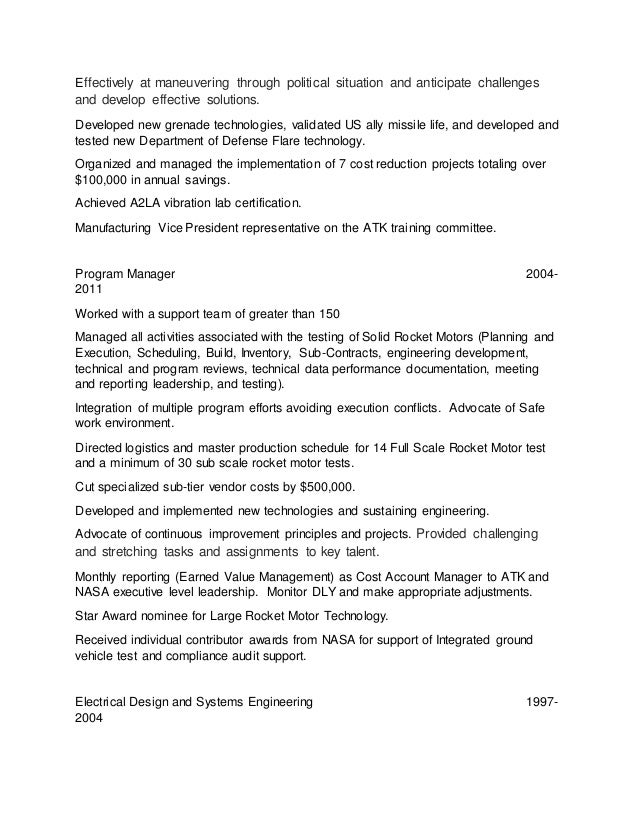 resume for program manager