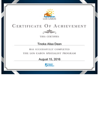 Los Cabos Specialist Program - View Certificate