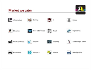 Market we cater
Infrastructure Banking IT Hotels
Education Food & Beverages Retail Engineering
Pharmaceuticals Telecom Shipping Advertising & Media
InsuranceAutomobile Tourism Manufacturing
Shakti Enterprises
 