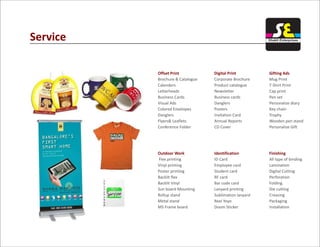 Service
Offset Print
Brochure & Catalogue
Calenders
Letterheads
Business Cards
Visual Ads
Colored Envelopes
Danglers
Flyers& Leaflets
Conference Folder
Digital Print
Corporate Brochure
Product catalogue
Newsletter
Business cards
Danglers
Posters
Invitation Card
Annual Reports
CD Cover
Gifting Ads
Mug Print
T-Shirt Print
Cap print
Pen set
Personalize diary
Key chain
Trophy
Wooden pen stand
Personalize Gift
Outdoor Work
Flex printing
Vinyl printing
Poster printing
Backlit flex
Backlit Vinyl
Sun board Mounting
Rollup stand
Metal stand
MS Frame board
Identification
ID Card
Employee card
Student card
RF card
Bar code card
Lanyard printing
Sublimation lanyard
Reel Yoyo
Doom Sticker
Finishing
All type of binding
Lamination
Digital Cutting
Perforation
Folding
Die cutting
Creasing
Packaging
Installation
Shakti Enterprises
 