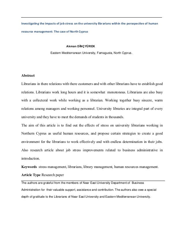 the impact of job stress on the impact of job stress on