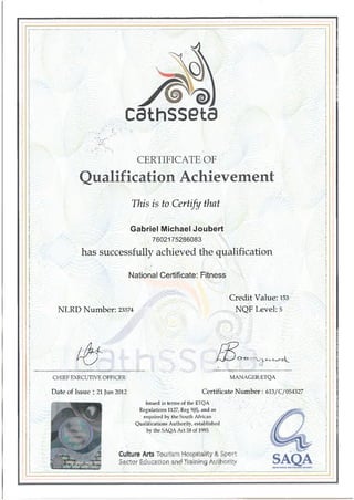 CATHSSETA - Fitness National Certificate