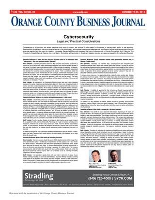Reprinted with the permission of the Orange County Business Journal
ORANGE COUNTYBUSINESS JOURNAL
Page 1$1.50 VOL. 38 NO. 42 www.ocbj.com OCTOBER 19-25, 2015
GENERAL COUNSEL AWARDS Advertising Supplement OCTOBER 19, 2015
 