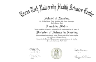 Texas Tech diploma 2014