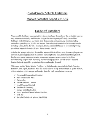Market Analysis Report on Global Water Soluble Fertilizers 2017