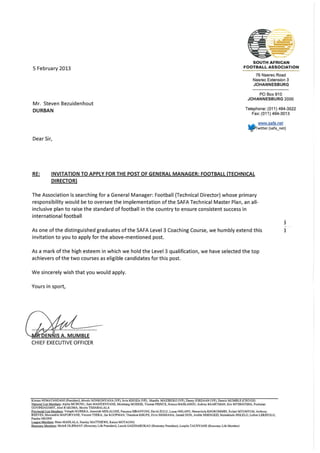 Letter of Request SAFA TD 2013