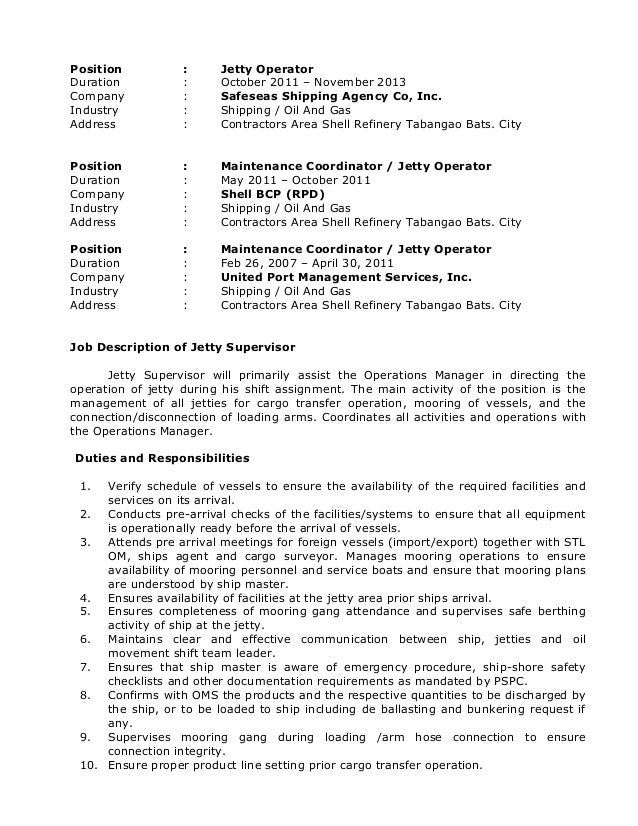 maintenance coordinator job description