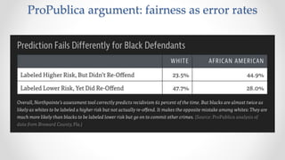 ProPublica argument: fairness as error rates
 