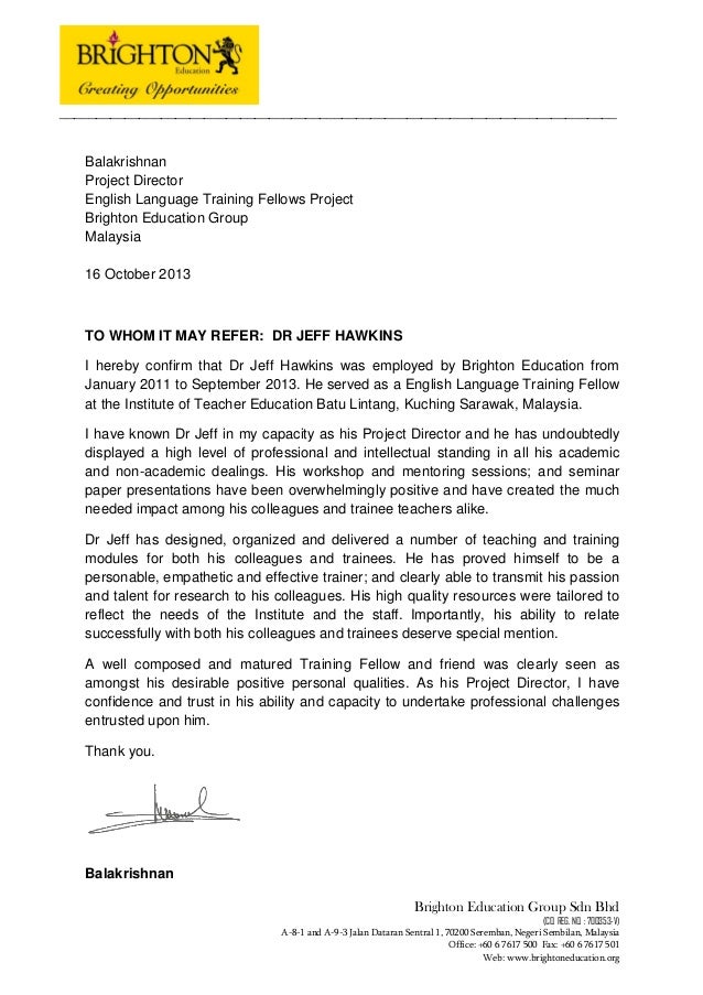 dr jeff reference letter non academic recommendation letter