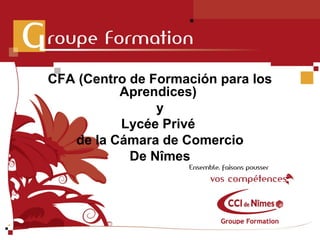 CFA (Centro de Formación para los
          Aprendices)
                y
          Lycée Privé
   de la Cámara de Comercio
            De Nîmes
 