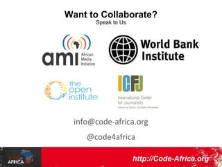 Taking Open Data to the Grassroots

http://CodeForAfrica.org

 