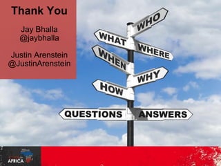 What Have We Learned?
?
Human Capital
Building human capital is as (if not more) important as building technology.
Community Base
Initiatives are only as good as the community that you nurture.
Early Partnerships
You need to forge 'real' partnerships with thematic experts & 'end-user'
beneficiaries prior to building anything.
Grassroots Impact
To design for grassroots impact, you need to get out into the field for usercentric needs assessment.
Minimum Viable Product
Building proof-of-concept prototypes does not need to cost much nor do
they need to take much time.
Iterative Approach
Keeping ideas / solutions simple works best. Iterate, get feedback, reiterate,
cull what doesn't work, scale what does.

http://CodeForAfrica.org

 