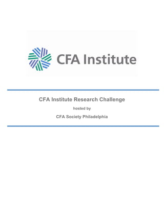 CFA Institute Research Challenge
hosted by
CFA Society Philadelphia
 
