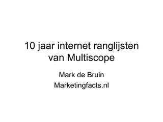 10 jaar internet ranglijsten van Multiscope Mark de Bruin Marketingfacts.nl 