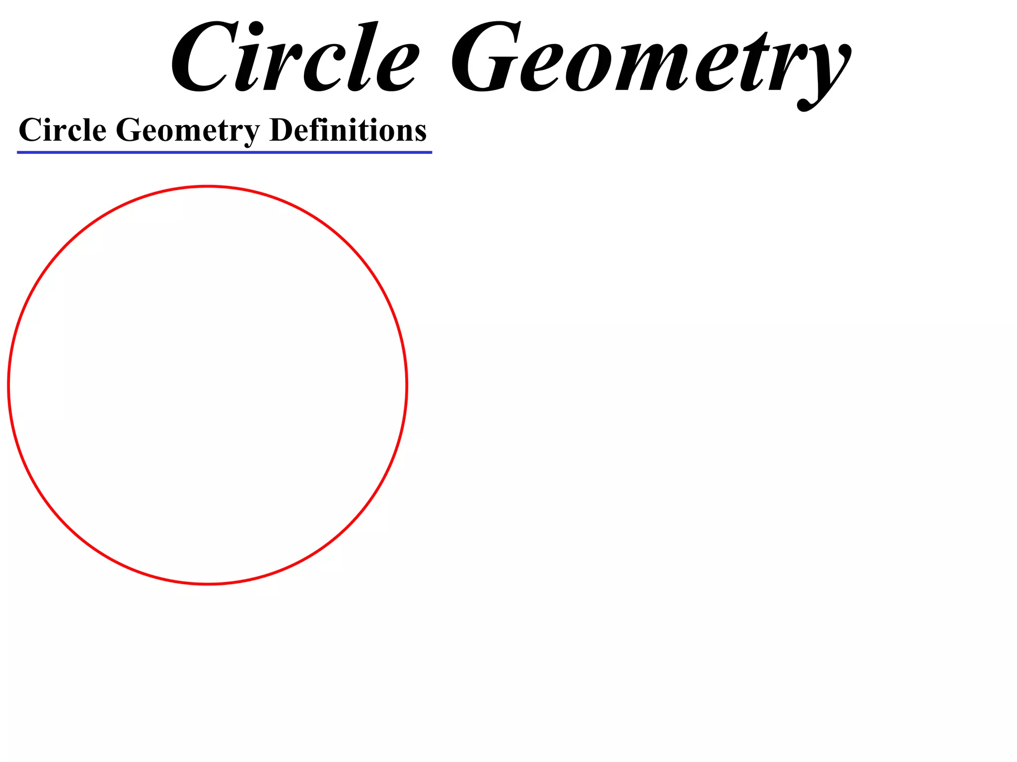 Circle Geometry Circle Geometry Definitions 
